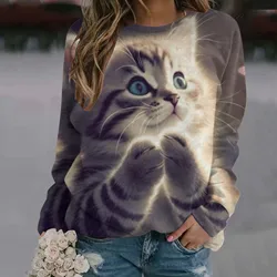 Autumn Kitten Hoodie Women 3d Printing Cute Cat Fashion Tops 2023 New Harajuku Animal Sweatshirt Long Sleeve Pullover Clothing