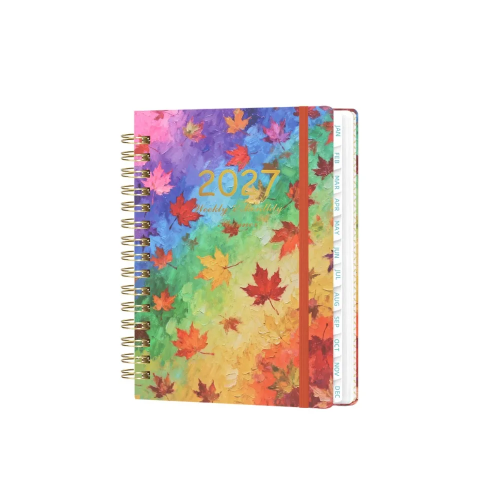 Floral Pattern 2027 Schedule Book A5 To Do List Daily Planner Book Planner Reminder Textured PU Planner Notebook Students