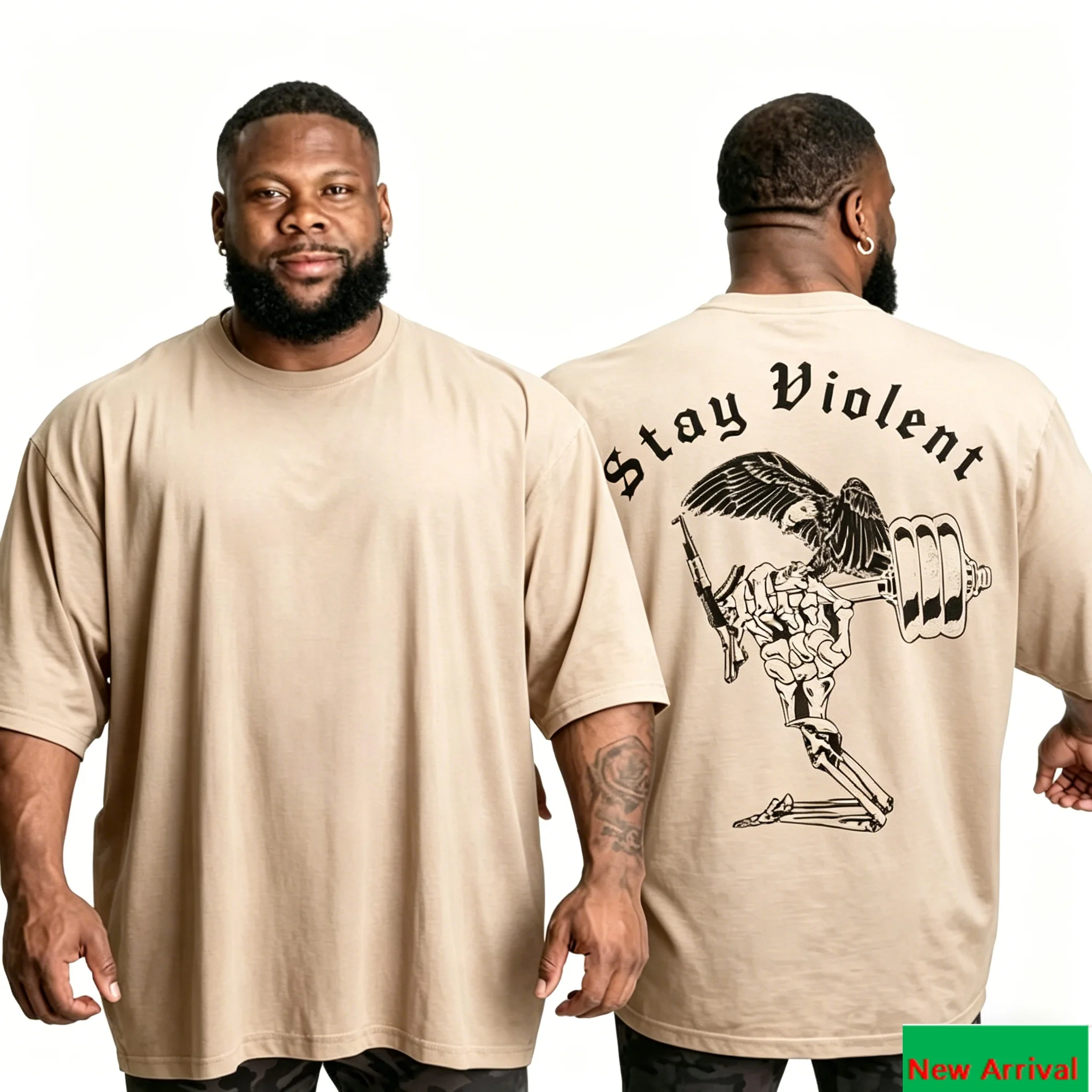 2026 Summer Stay Violent Inspired Skeleton Lifting Print Tee Breathable Cotton T-Shirt For Daily And Gym Wear for Men Women
