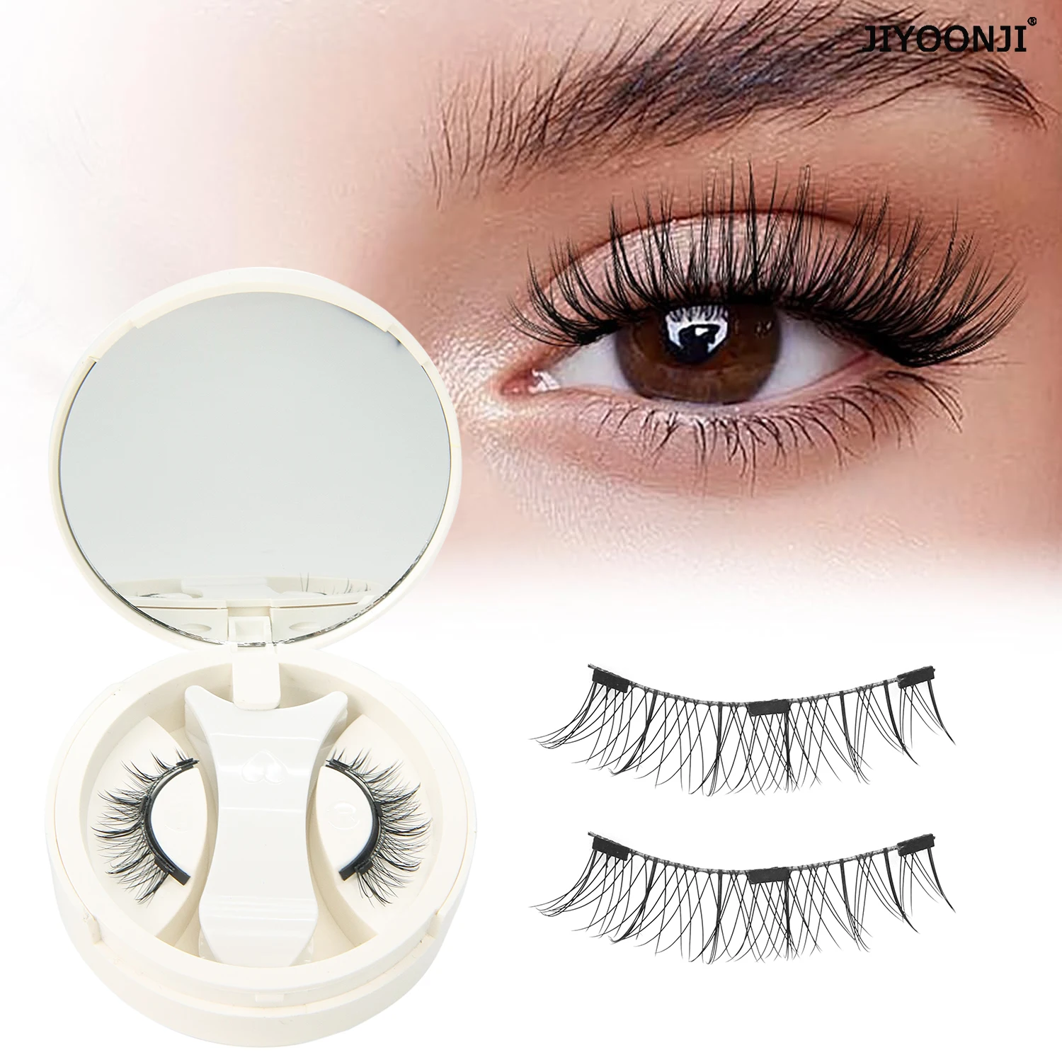 1 par de cílios magnéticos conjunto de cílios de aparência natural 3 estilos reutilizáveis cílios magnéticos e pinças kit extensões de cílios maquiagem