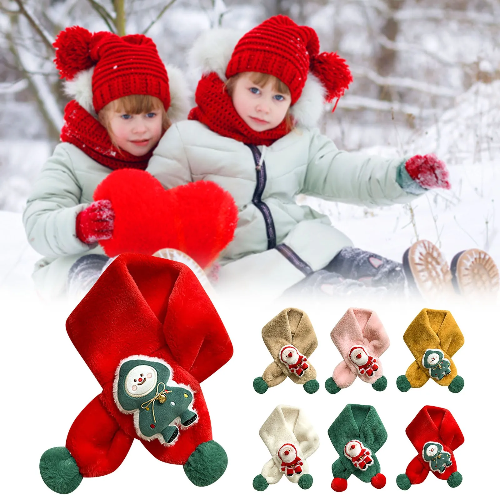 Christmas Kawaii Scarf Winter Baby Children Soft Plush Warm Scarf Cute Cartoon Scarf Toddler Scarves Accessories Christmas Gifts