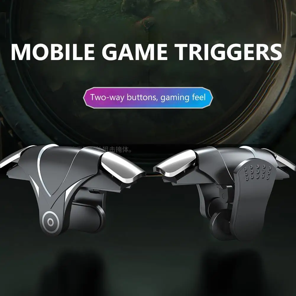 2pcs RGB 4 Finger Mobile Gaming Trigge Pulse Key Button Aim Shooting Trigger Button for Ios Android Mobiles Phones