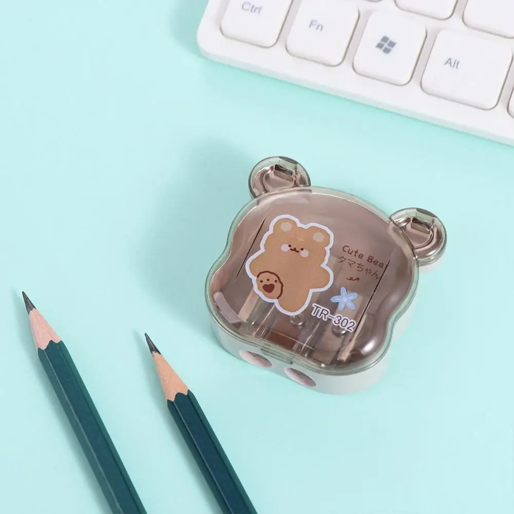 

Portable 2 Holes Little Bear Pencil Sharpener Kawaii Cute Double Hole Pencil Cutter Anime Cartoon Pencil Cutting Tools Kids