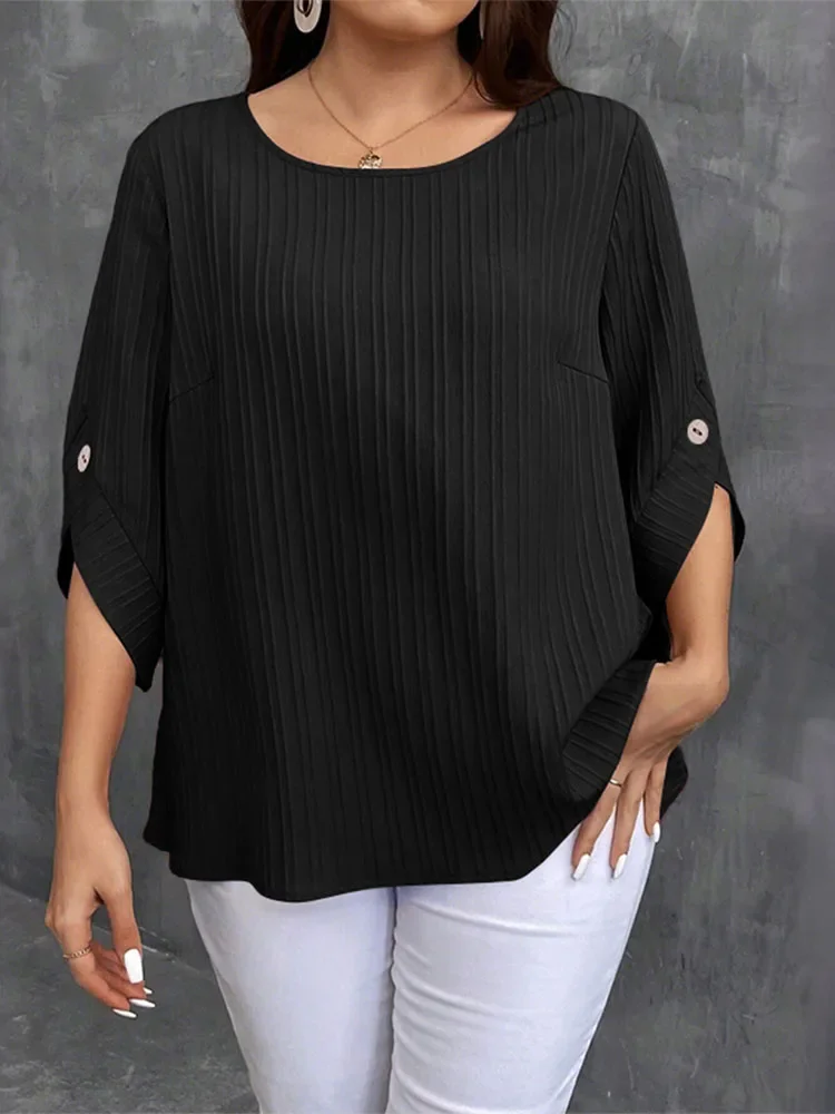 ZANZEA Elegant Blusas Women Autumn Solid Color Blouse 2025 Stylish O Neck Tops Fashion 3/4 Lantern Sleeve Casual Loose Tunics