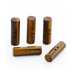 2pcs High End Tiger Eye Stone Buttons 2-Hole Cylindrical Crafts Buttons For Clothing Sewing Accessory Cardigan Sweater Fasteners