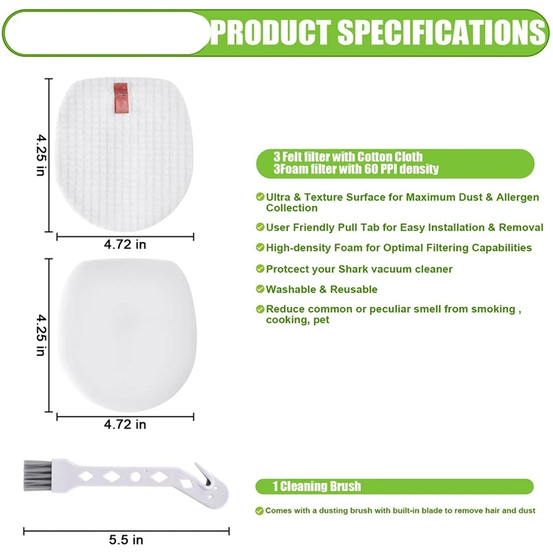 Filtro de esponja de repuesto para Shark IC300 IZ251UK IZ201UK IZ102, piezas de accesorios para aspiradoras, lavables y reutilizables