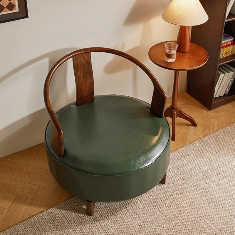 

Soft bag lazy sofa solid wood backrest armchair rotatable chair single widened stool leisure sofa