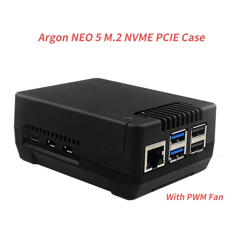 Argon NEO 5 M.2 NVME PCIE Case With PWM Fan Built-in Heatsink SSD Boot Pi 5 From M.2 NVME Drive For Raspberry Pi 5