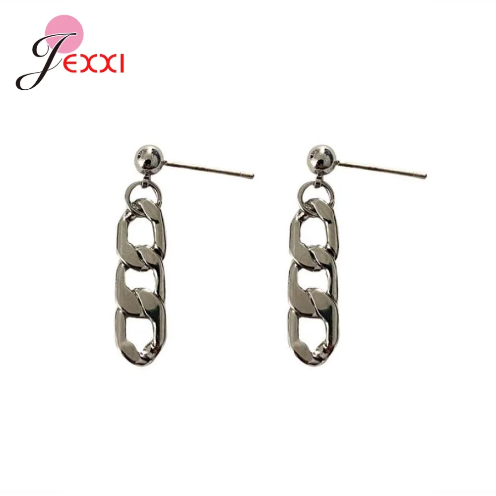 Genuine 925 Sterling Silver Jewelry Gift Geometric Elements Dangle Earrings For Women Girls Female Fine Jewelry For Party