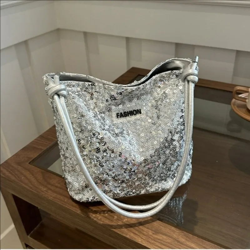 

Sparkly Sequin Korean Style Shoulder Bag for Women, Fashion Trendy Underarm Purse, Chic Tote Bag for Daily Outing