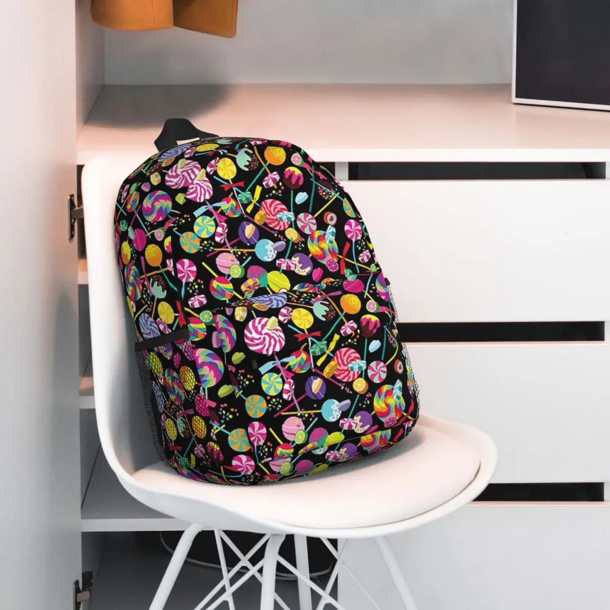 Colorful Candy Lollipop Themed Backpack Student BookBag Children School Bag Laptop Shoulder Bags for Men Women
