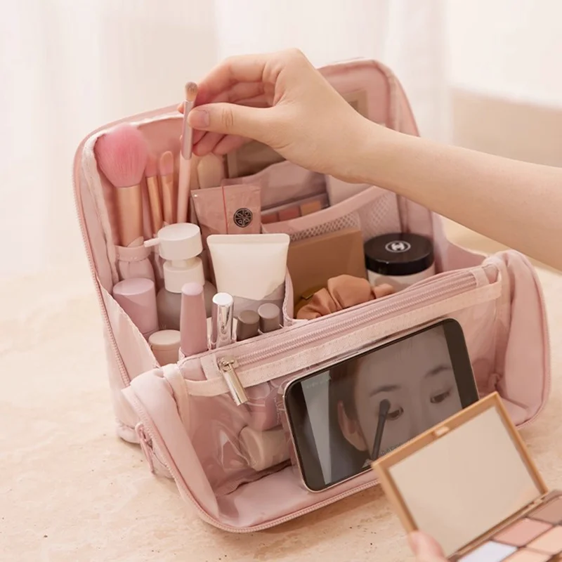 

Прочный нейлоновый органайзер для кистей для макияжа, большой кейс для косметики, дорожный футляр, мягкий подкладочный бокс для хранения с большой вместимостью