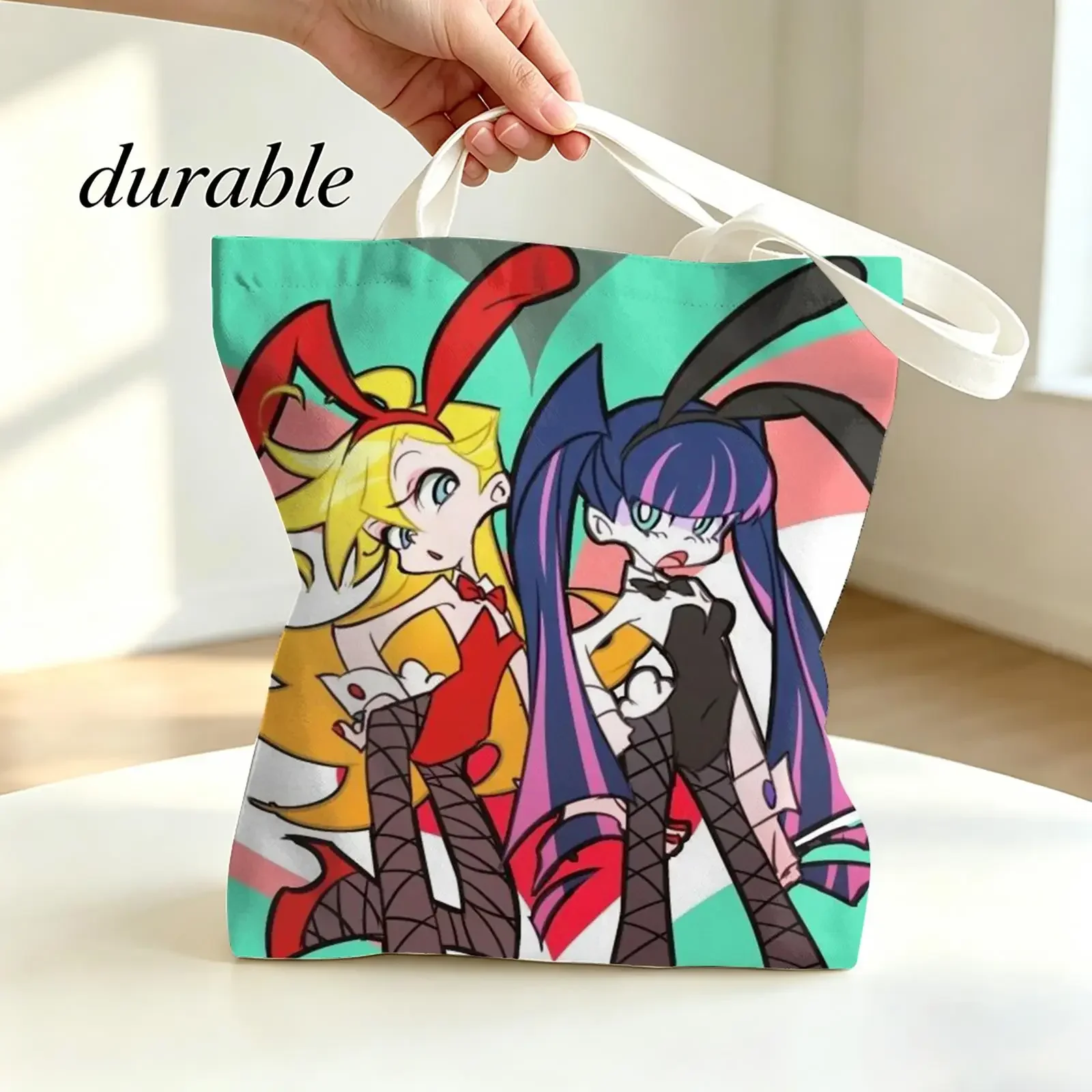 P-Panty & Stocking with Garterbelt Storage Bags Canvas Tote Bag Double-Sided Print Lightweight Shoulder Travel Beach Bag Gift