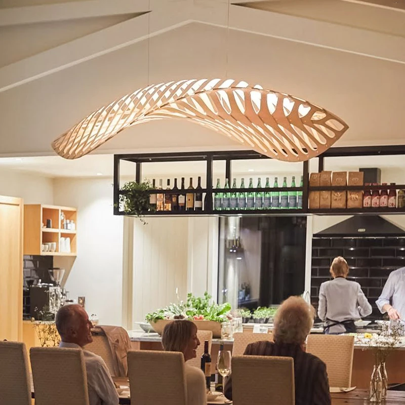 

Cream wind restaurant light log creative personality art cafe clear bar milk tea shop chandelier fish bone modeling light