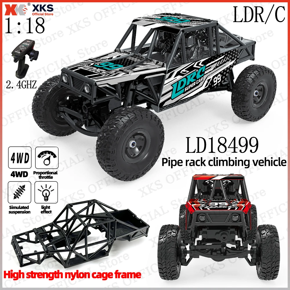 

XKS LDRC LD18499 1:18 4x4 4WD RC автомобиль с дистанционным управлением, модель игрушечного автомобиля для скалолазания для мальчиков, подарок для бездорожья, масштабная игрушечная машина