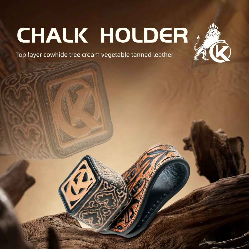 

KONLLEN Billiard Chalk Holder with Square Leather Engraved Magnetic Support for Pool Cue Snooker Silent Billiard Accessories