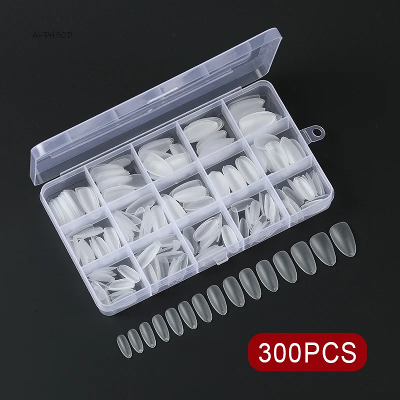 

300 шт./кор. накладные ногти многоразовые матовые ультратонкие бесследные мягкие гелевые кончики короткие полное покрытие гроб для наращивания