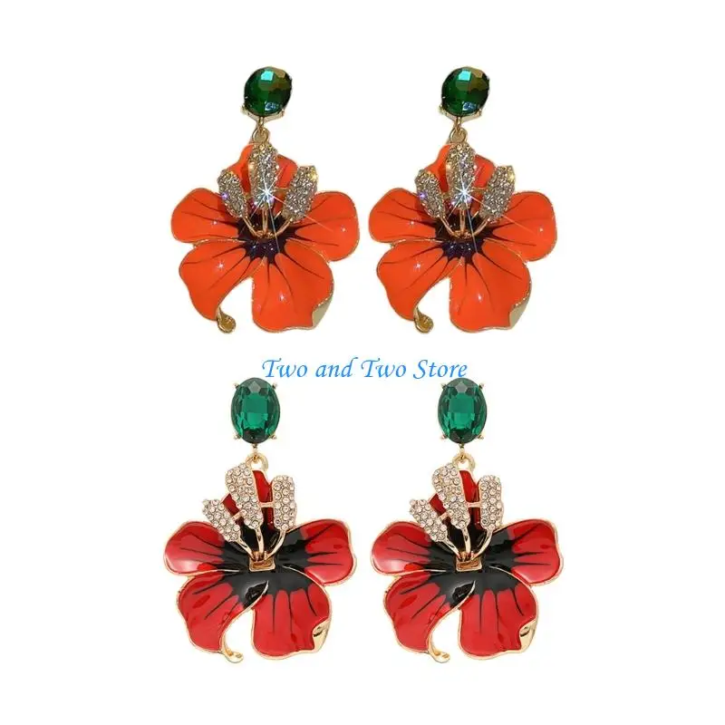

HX6F Unique Flower Studs Earrings Waterproof Earrings Fashion Earrings Copper Texture Suitable for Various Occasion Wear
