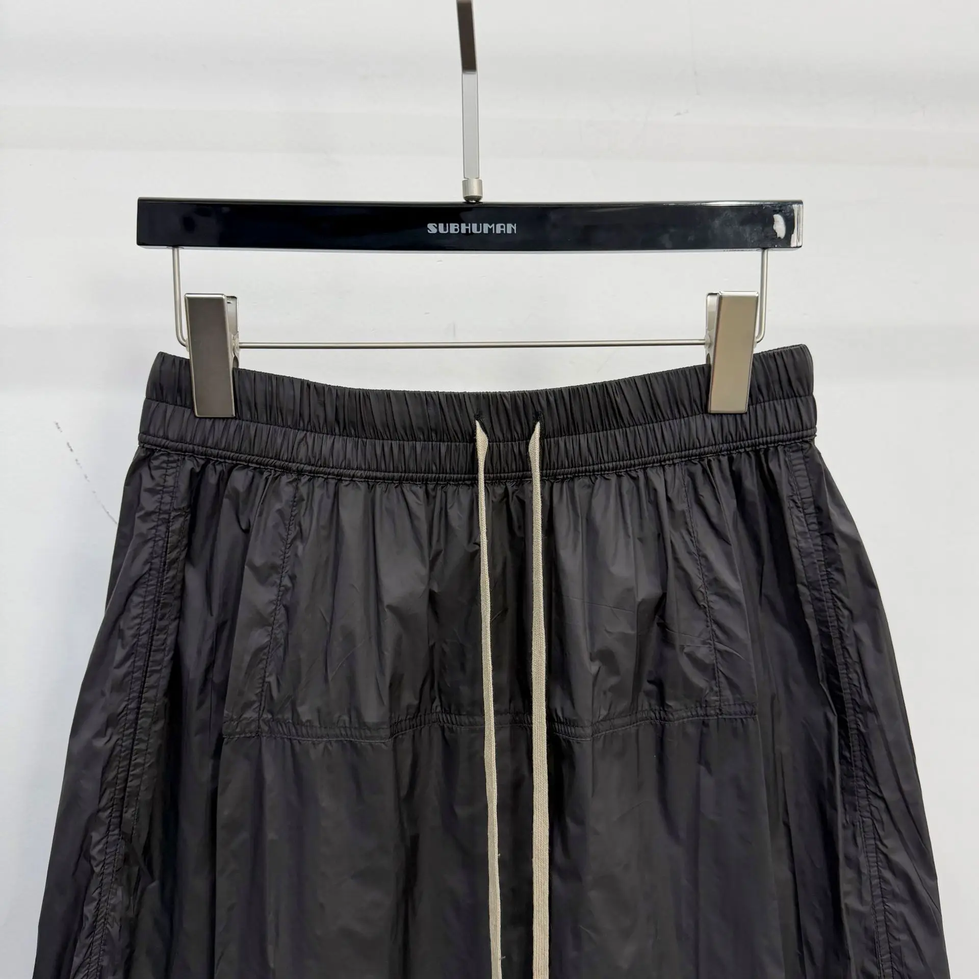 Diablo Men's Casual Short Coating Gothic Loose Multi-Pockets Drawstring Elastic Waist Outdoor Summer High Street Black Short