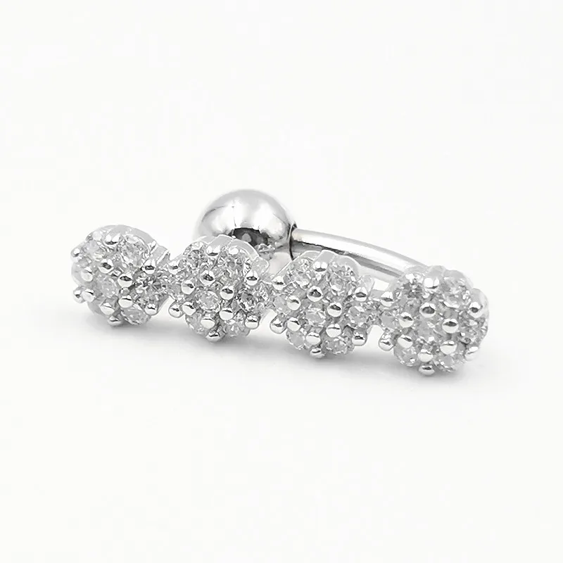 925 Sterling Silver Belly Button Rings Clear CZ Navel Rings 14G Belly Navel Piercing Jewelry