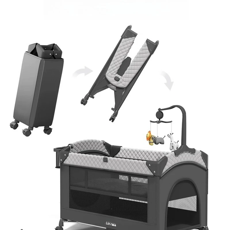 سرير كوين متعدد الوظائف، طاولة حفاضات أطفال محمولة قابلة للنقل