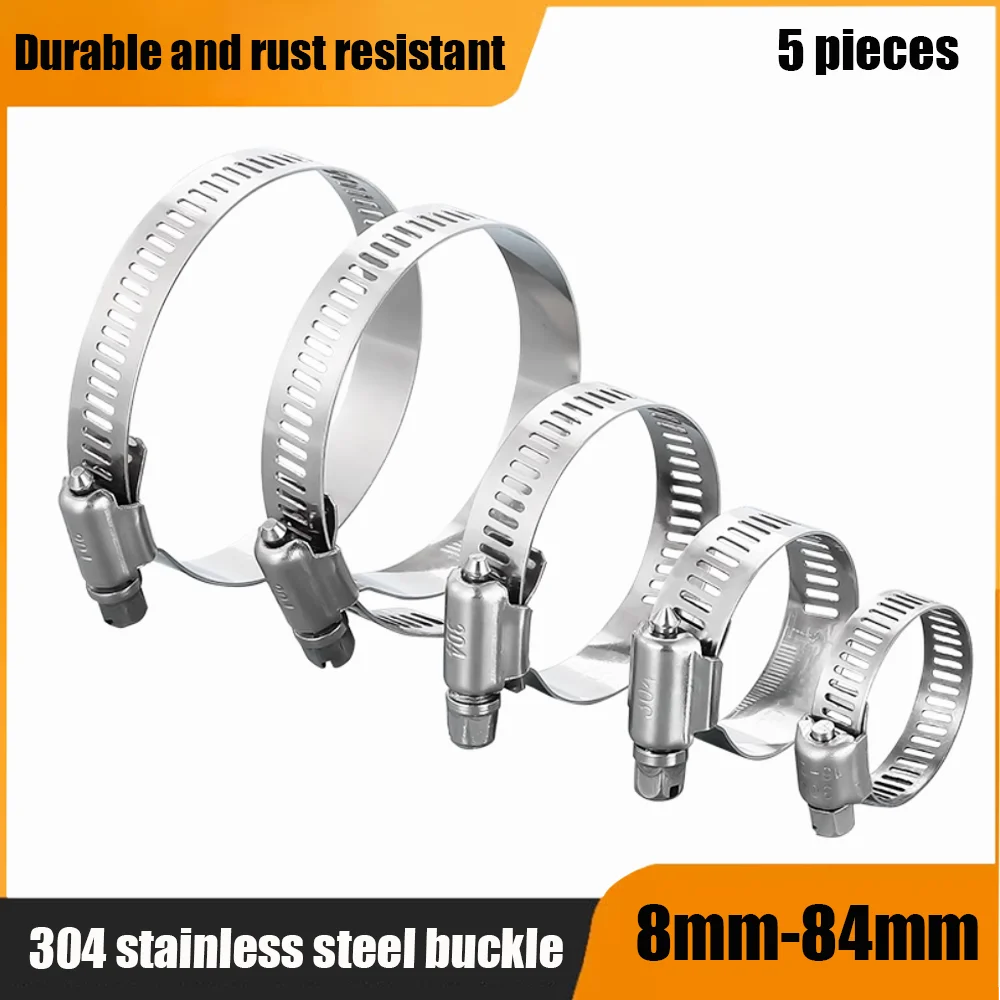 

8mm-84mm Stainless Steel Drive Hose Clamps Adjustable Water Pipe Tri Gear Worm Fuel Tube Spring Cramps Fixed Clip Antio xidation