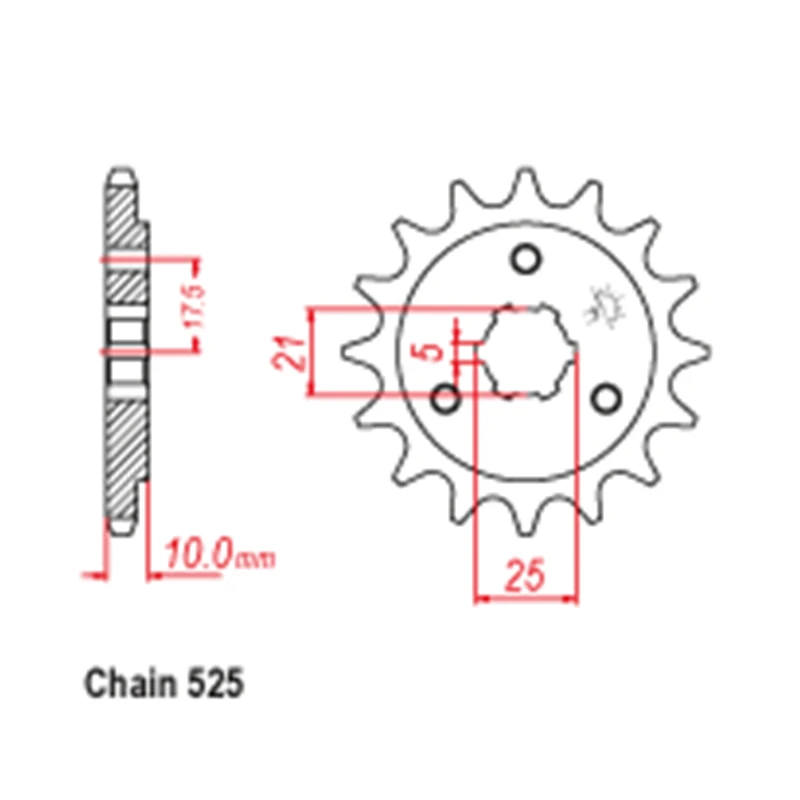 OZOEMPT 525-15T Motorcycle Front Sprocket Apply to DR650 SE-T,V,W,X,Y,K1-K9,L0-L8 96-18 DR650 SE-T,V,W,X,Y,K1-K9,L0-L9,M0 96-20