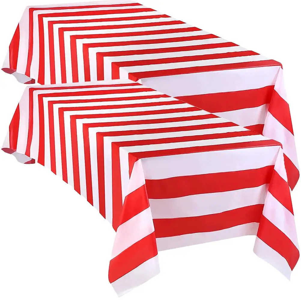 

2 Pcs Striped Tablecloth Waterproof Tablecloths Dining Festive Party Decorative Plastic Living Room