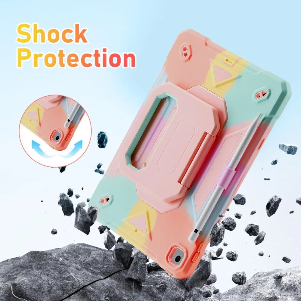 Silicone Rotatable Handheld Stand Case For iPad A16 11th Pro 11 Air 8 7 6 5 4 M2 M3 M4 10th 7 8 9 th 10.2 10.9 