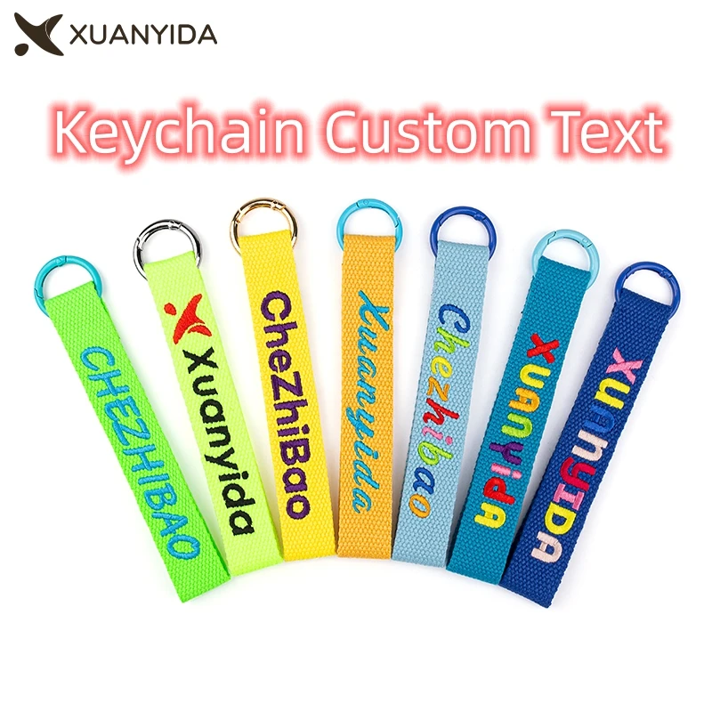 Brelok na zamówienie etykiety ze smyczą do torby szkolnej dla dzieci wisiorek brelok z Logo haft dostosowuje brelok opaski na nadgarstek prezenty