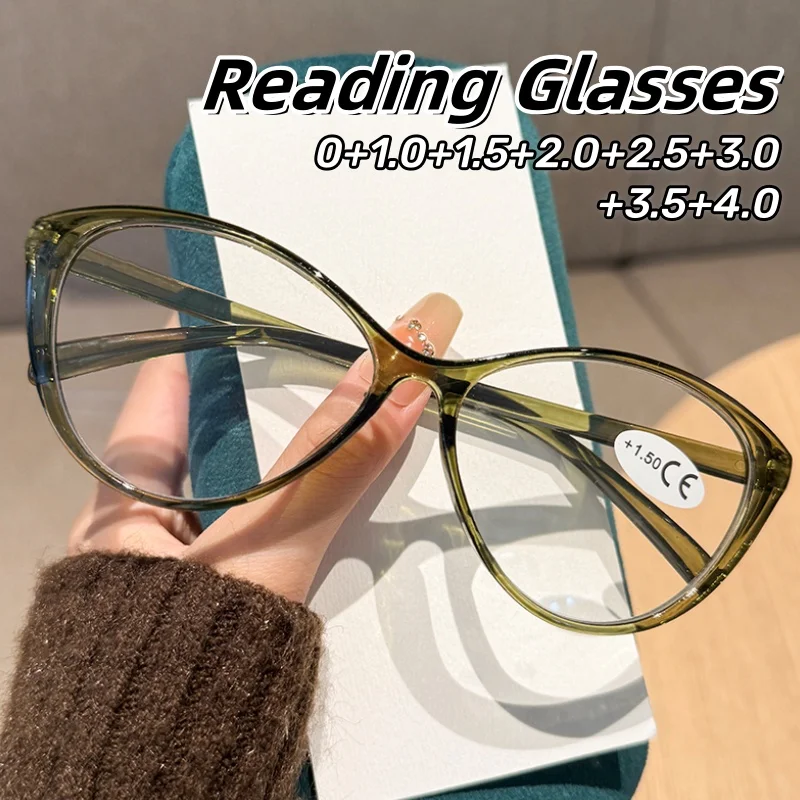 

Vintage Personality Large Cat Eye Reading Glasses Unisex Blue Light Blocking Eye Protection Comfortable Eyeglasses 0 To +4.0