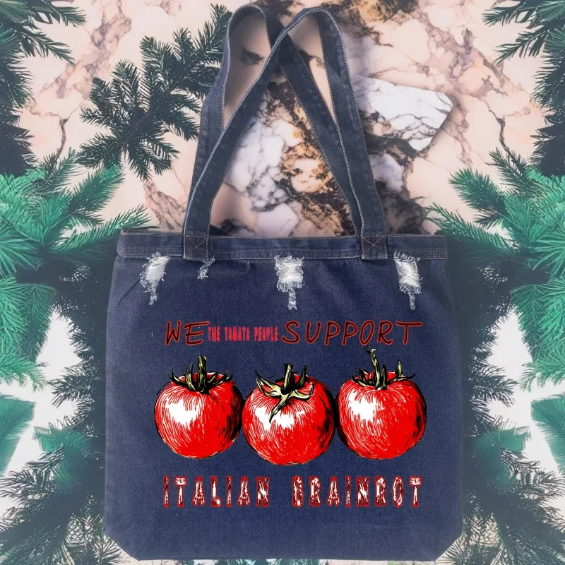 

Italian Brainrot Tralalero Tralala Tung Tung Tung Sahur Bombardiro Crocodilo Leisure Cowboy Solid Zipper Light Tote Bag High
