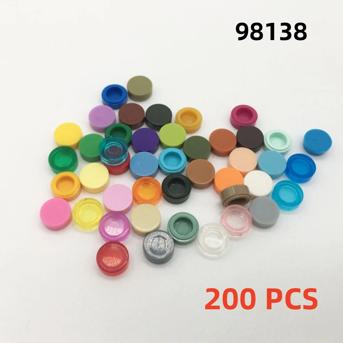 

200Pcs/lot Buildings Blocks 98138 Tile 1x1 Round Collections Bulk Modular GBC Toy For High-Tech MOC Set