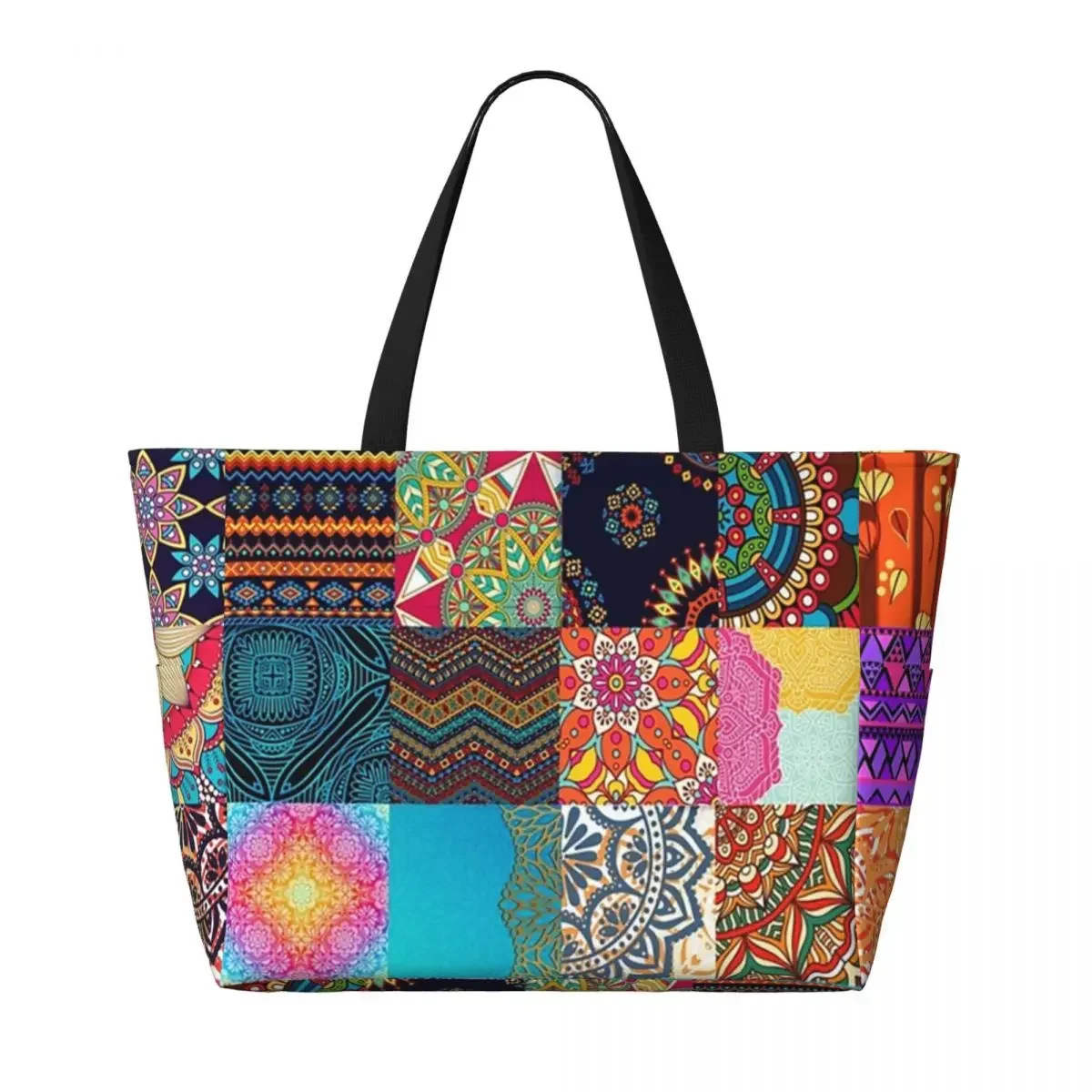 Borsa tote da viaggio personalizzata con stampa etnica patchwork africana da donna Borse per la spesa a spalla con motivi Africa Ankara di grande capacità