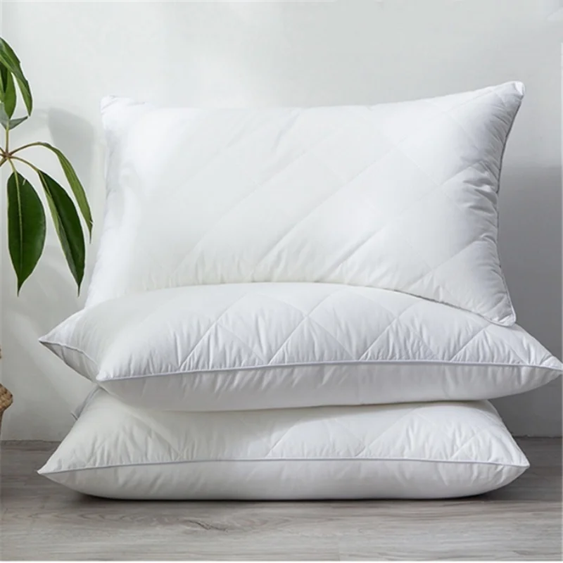 2PCS  White Low Pillow 100% Cotton AB Side Face Neck Healthcare Sleeping Pillow Core For Home Hotel Dorm 48x74cm Drop Shipping