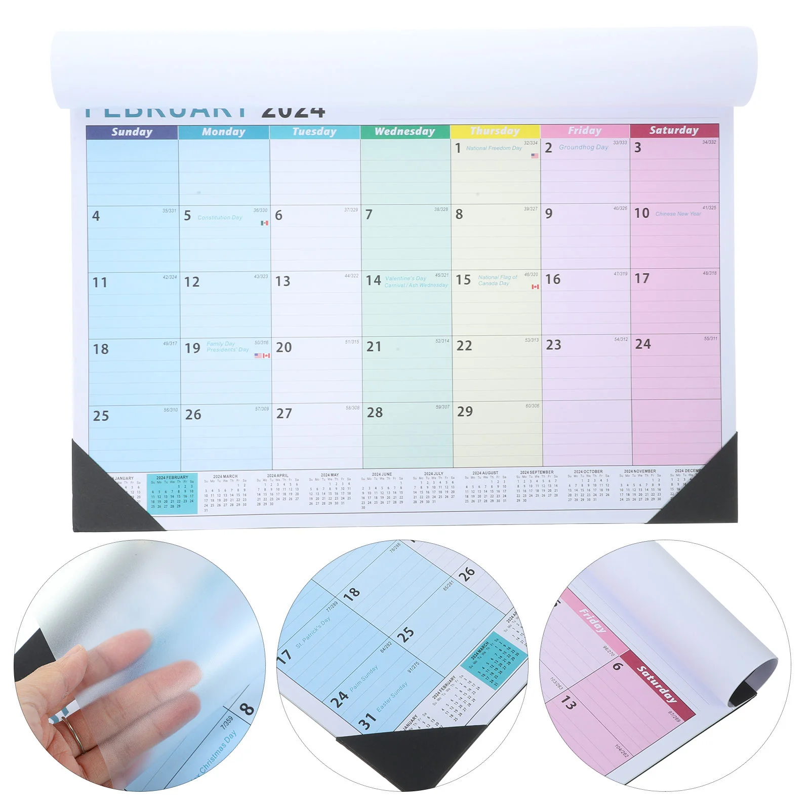 Wall Calendar Planner Office Decor Wall-mounted Month Monthly Hanging Metal 2024 Schedule English Home