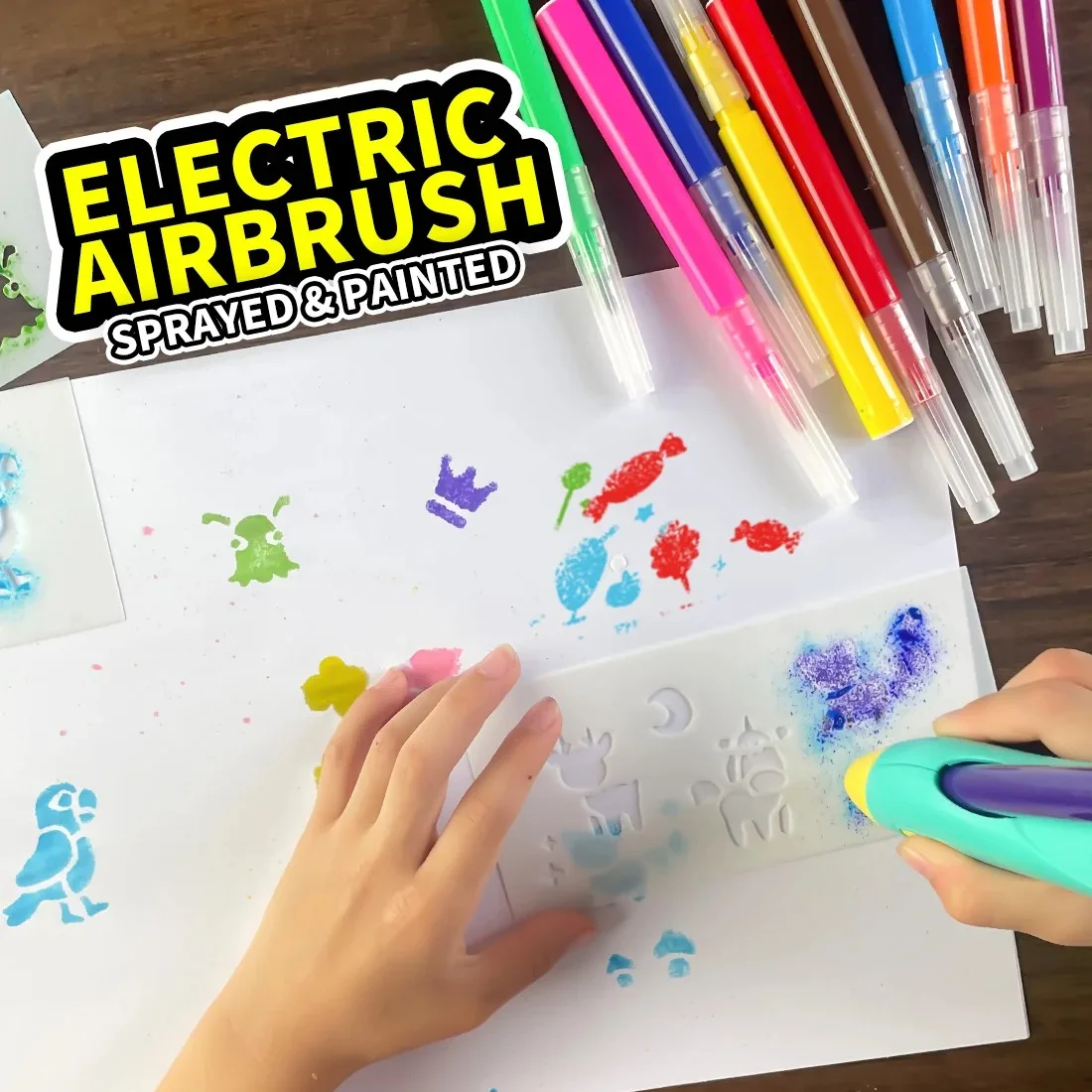 Electric Watercolor Spray Pen Children's Hand-painted Color Paintbrush Washable 12 Color Spray Pen Children's Christmas Gift Set