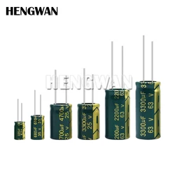 Aluminum Capacitor 6.3V 10V 16V 25V 35V 63V 100V 250V 450V 10UF 330UF 470UF 680UF 820UF 1500UF 4700UF High Frequency Low ESR