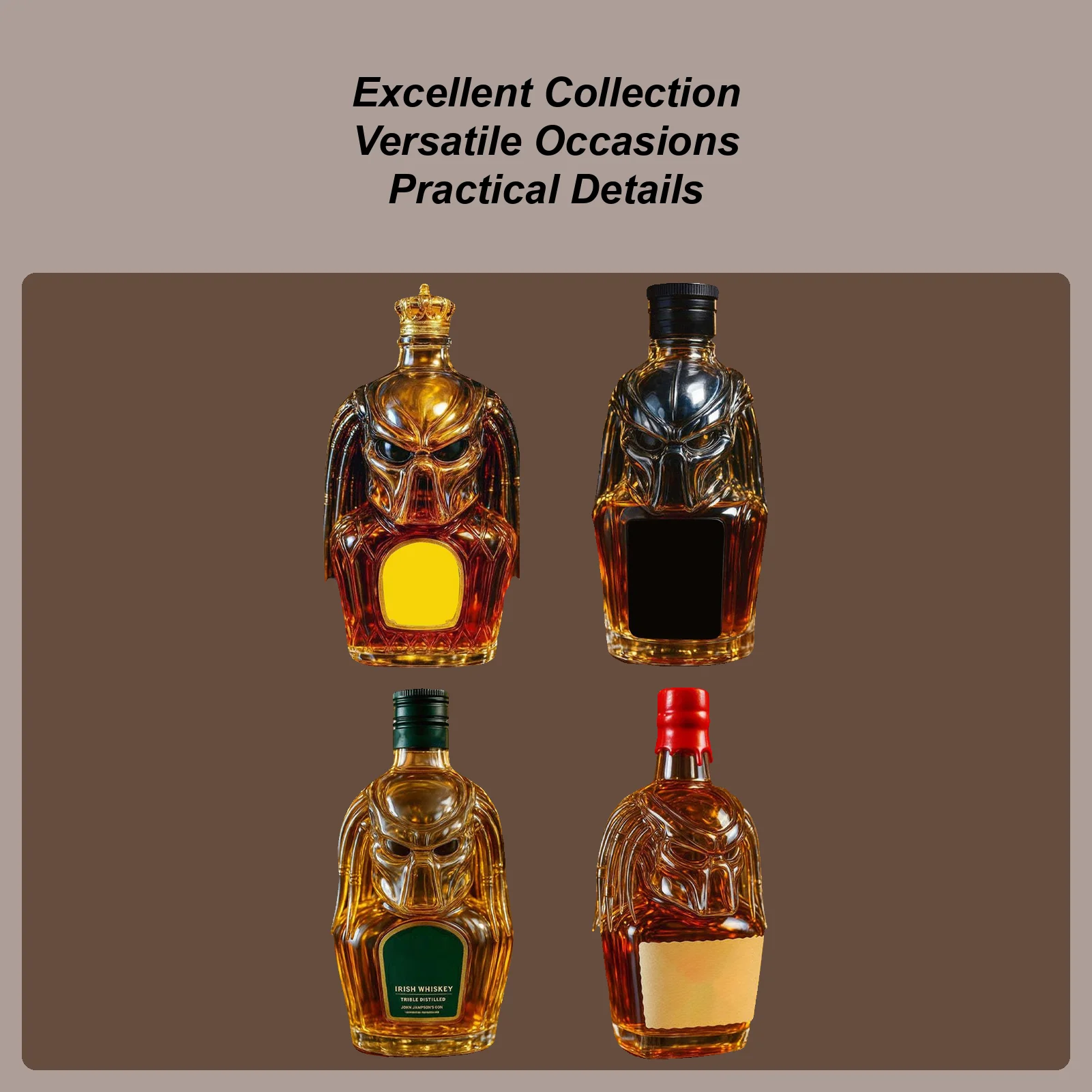 شلالات الخمور 300 مللي ديكانتر للكحول غطاء محكم تصميم ثلاثي الأبعاد حاوية فارغة لمشروبات النبيذ مجموعة قبو المنزل