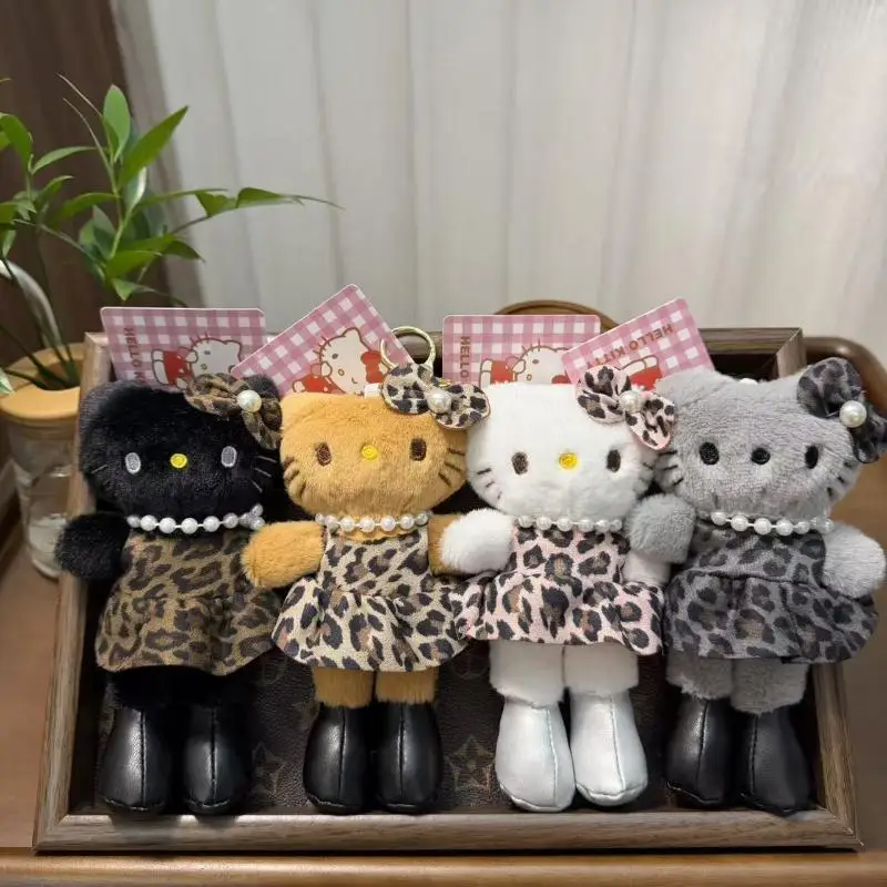 귀여운 산리오 롱 레그 헬로키티 블랙 스킨 플러시 키체인 펜던트 귀여운 만화 인형 장난감 백팩 펜던트 선물