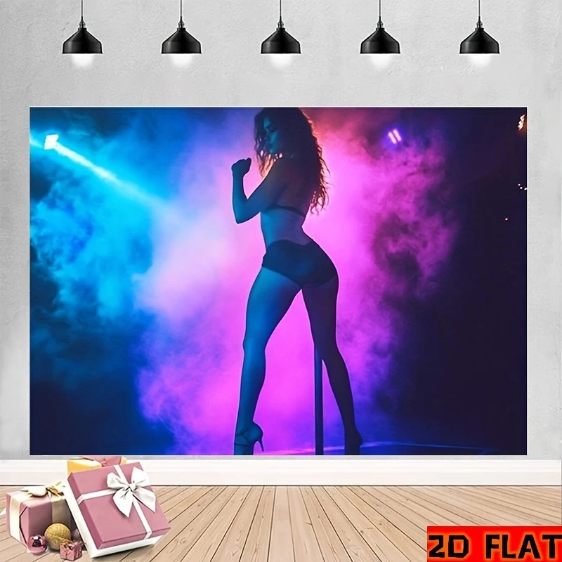 VIKAMA 80s Disco Neon Singer Tapestry, Stage Music Art Wall Hanging for Bedroom, Living Room & Club Party Decor
