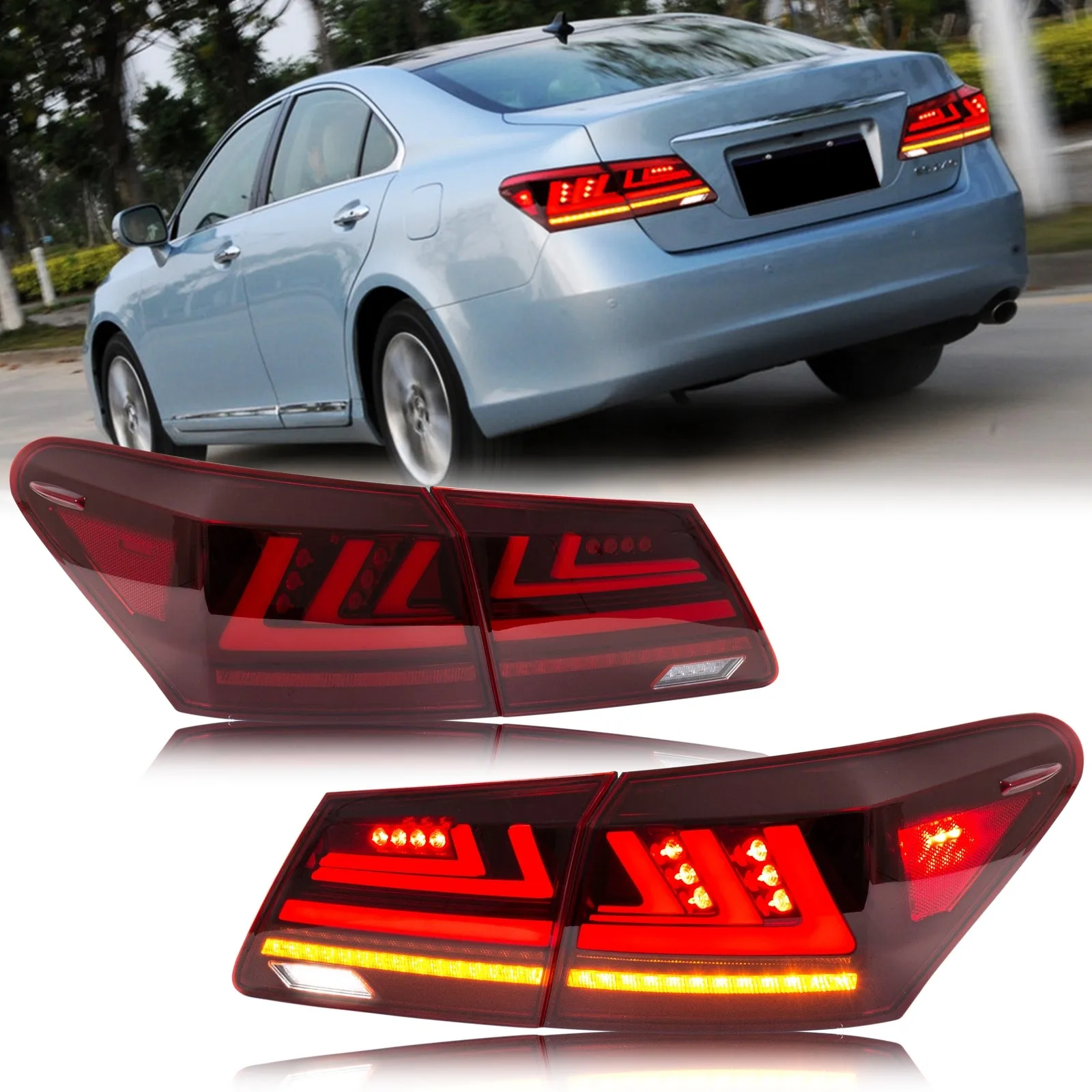 

LED Tail Lights Assembly for Lexus ES350 2007-2012 Red Sequential Animation Sequential Turn Signal Trunk Rear Brake Lamps