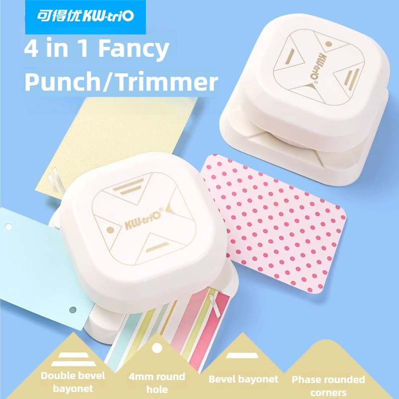 KW-TRIO 4 في 1 2nd Gen ماكينة ثقب متعددة الأثقال قطع الورق المزخرف الزاوية مستدير DIY بها بنفسك اللوازم المكتبية المدرسية القرطاسية