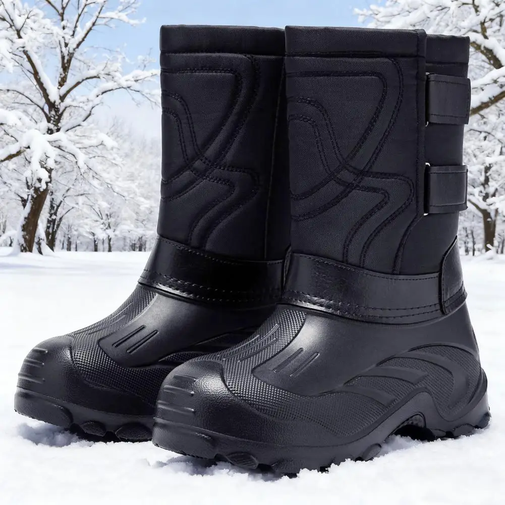 Warm Men's Winter And Autumn Adhesive Waterproof And Cold Proof Fishing Shoes, Anti Slip Detachable Plush Hiking Snow Boots