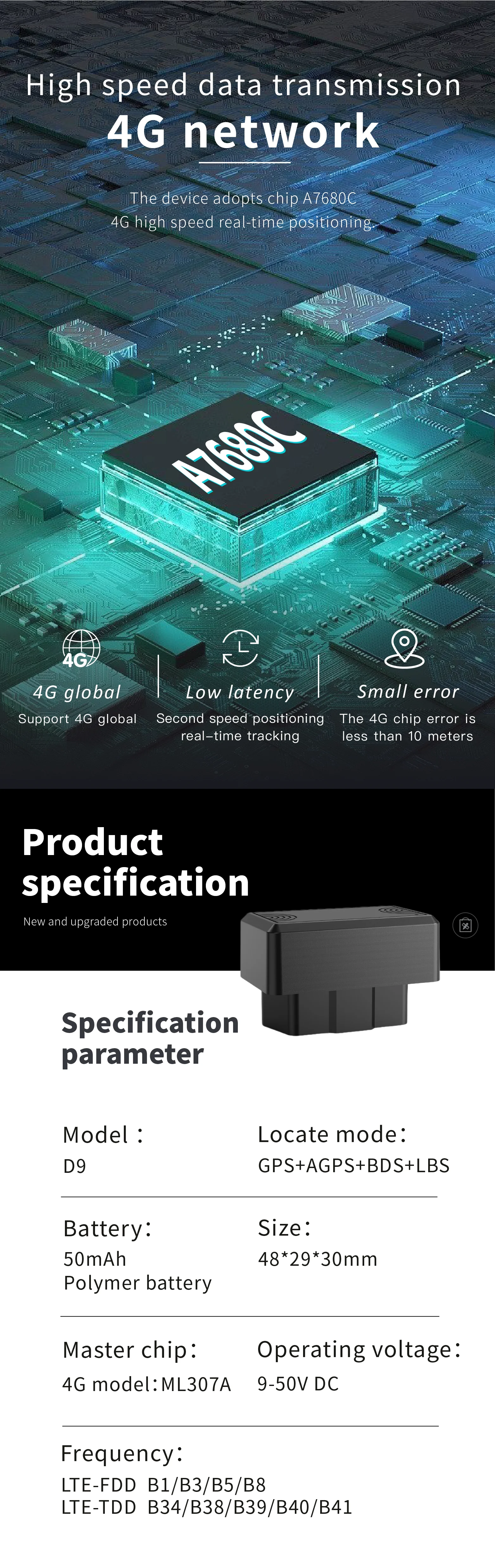 OBD2 4G GPS WiFi 대시보드 트래커 진동 알람 설치 간편 실시간 차량 감지 안드로이드 앱 IOS 앱 1년