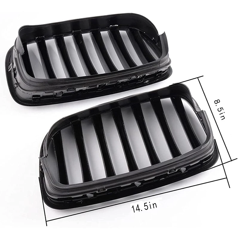 Auto-Frontstoßstangengrill, glänzend schwarz, links und rechts, Nieren-Renngrill für BMW X5 E70 X6 E71 2007–2014 # 51137307599 51137307600 – Detail 2