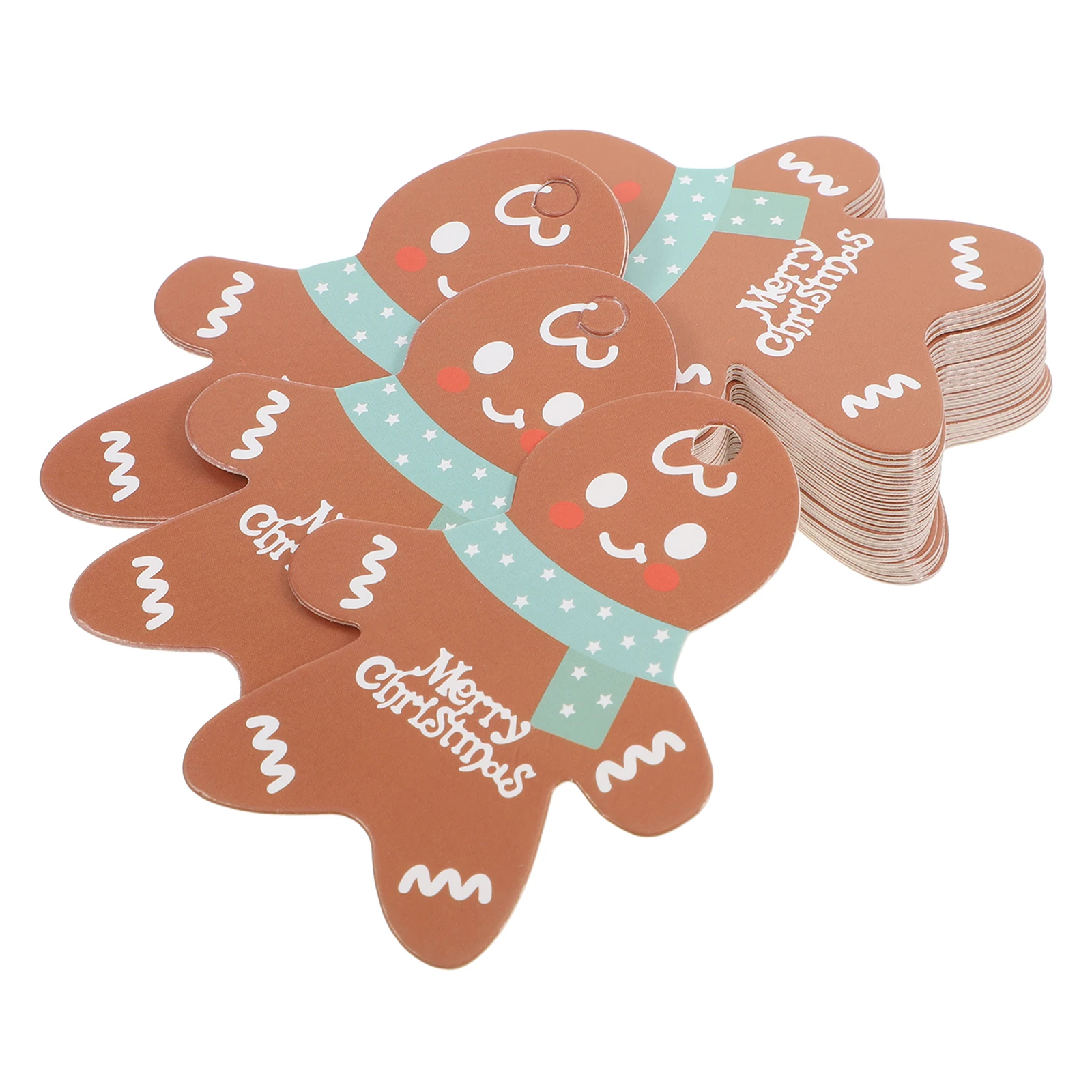 

50Pcs Gingerbread Man Christmas Hanging Tags White Kraft Paper Durable Reusable Gift Labels Xmas Present Wrap Bookmarks