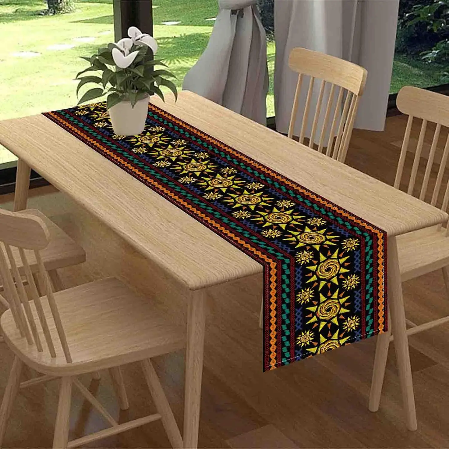 African Ethnic Abstract Print Linen Table Runner Dresser Scarf Table Decor African Geometric Pattern Table Runners Party Decor