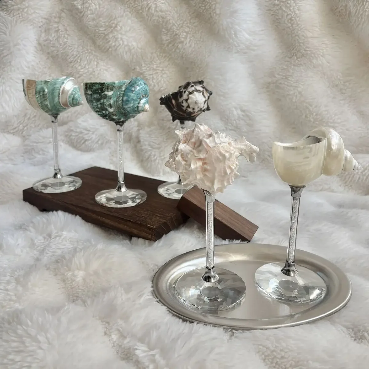 Natural Conch Wine Glass Handmade Wedding Cocktail Glasses Martini Glasses Christmas Gift Decoration jewelry Plate  Ornaments