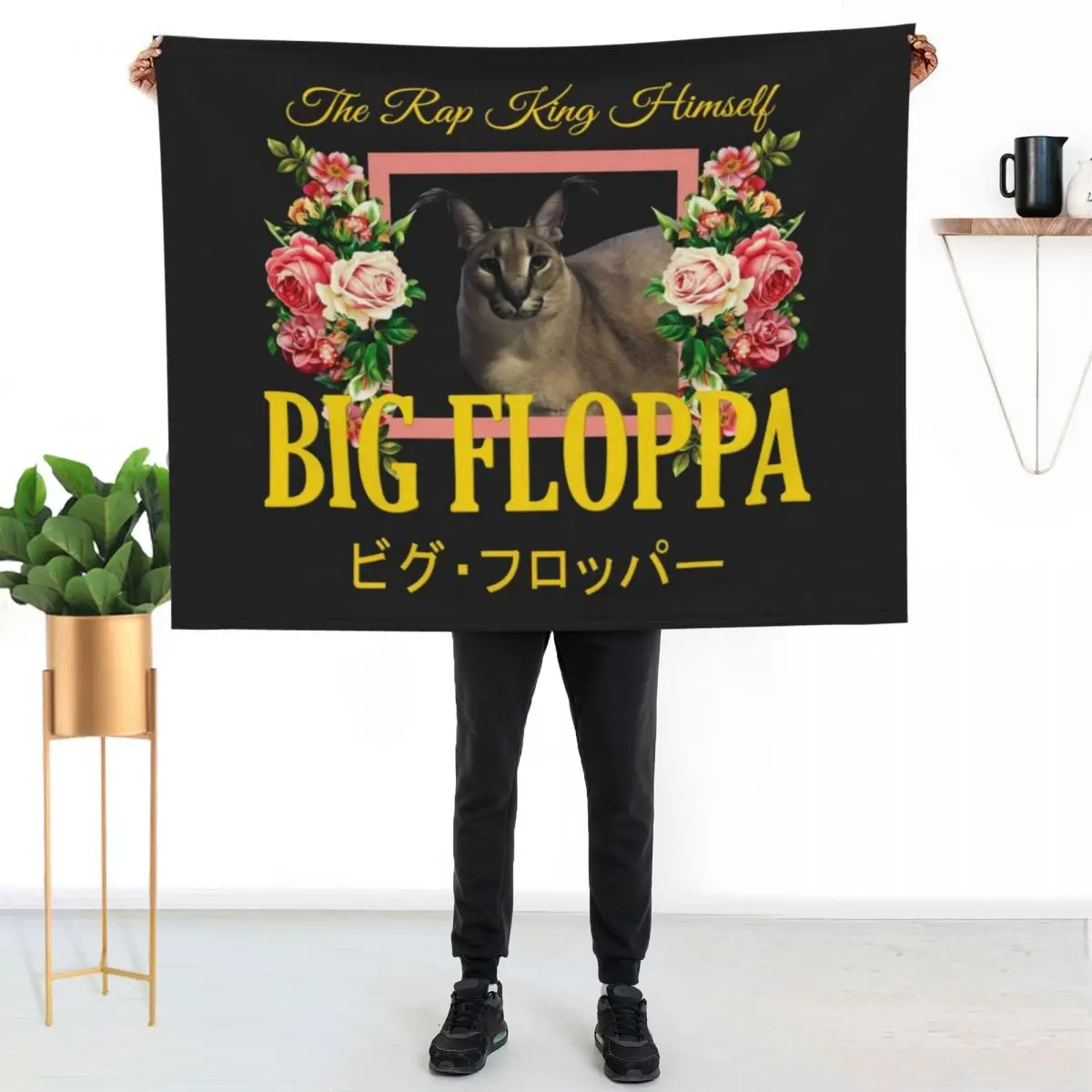 

Big Floppa Floral Aesthetic Throw Blanket Fluffy Cozy Throw Blanket for Home Decor